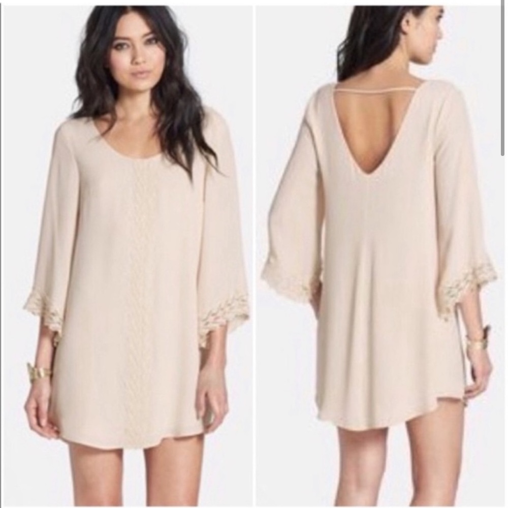 ASTR Cream/Ivory Lace Trim Shift Dress, Size Small